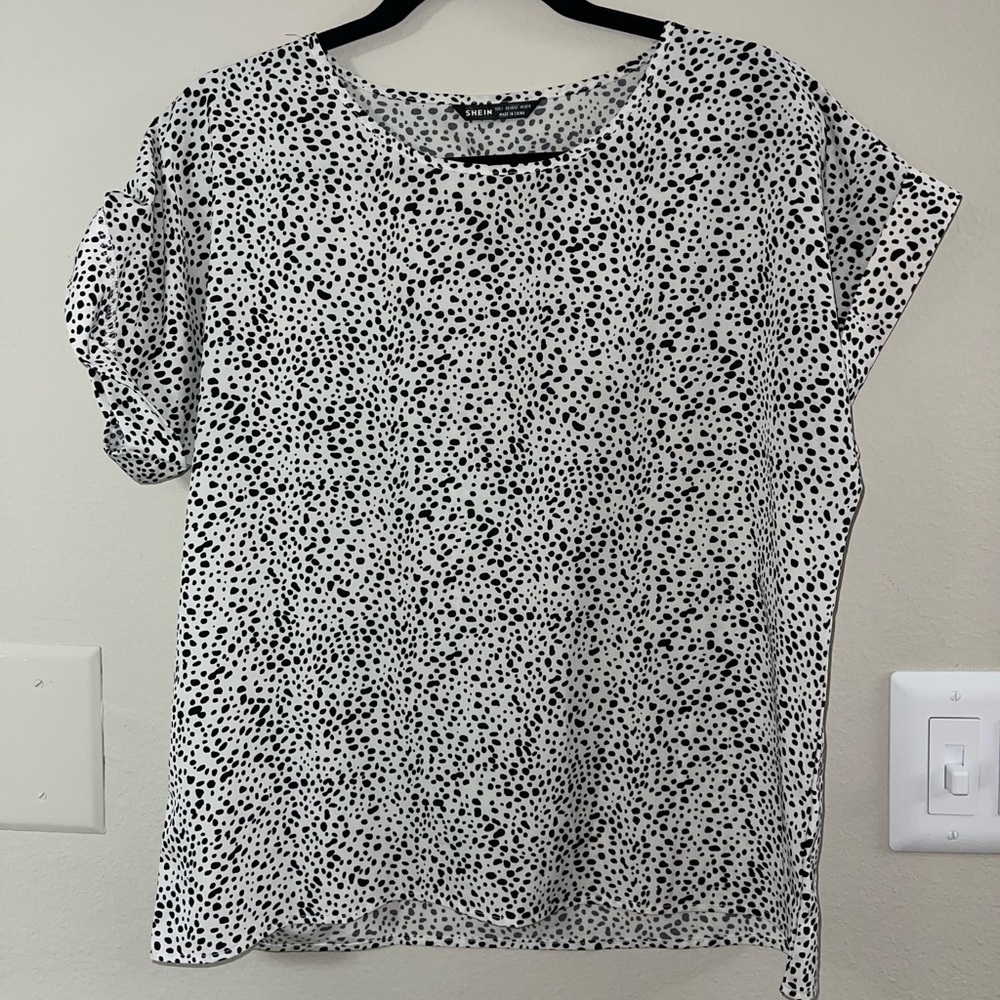 black & white dots work blouse